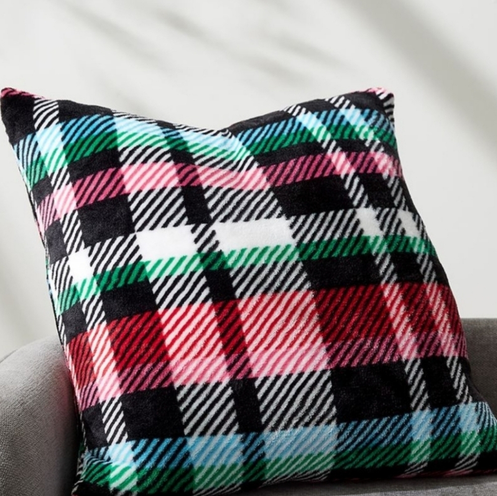 NEW! Vera Bradley Pillow Nordic Deer Plaid Fleece Reversible Washable Cover